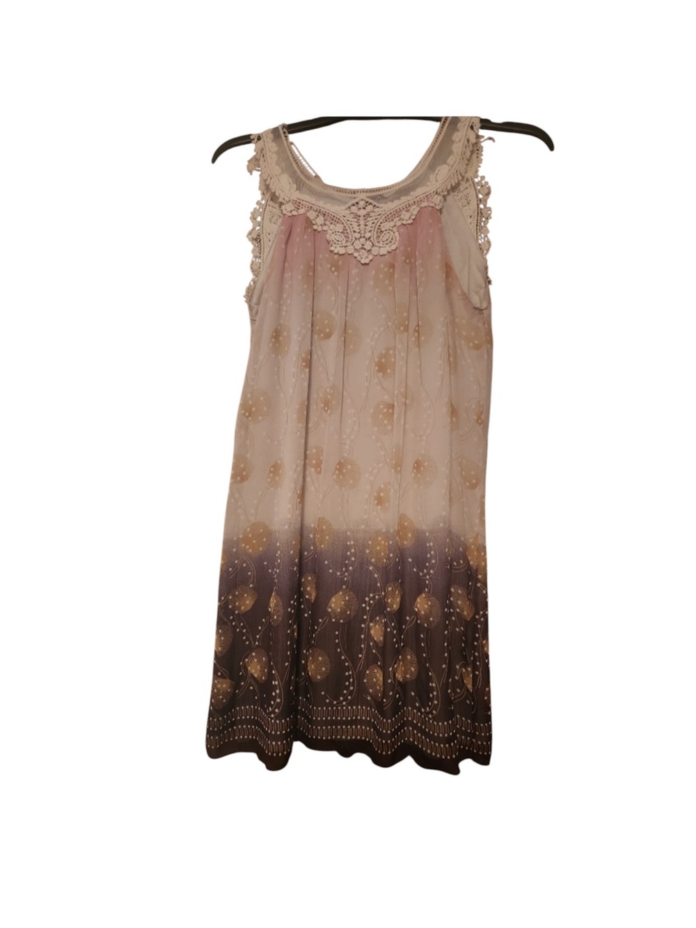 Ultra Pink Ombre Lace Trim Shift Dress XS Boho Fairycore